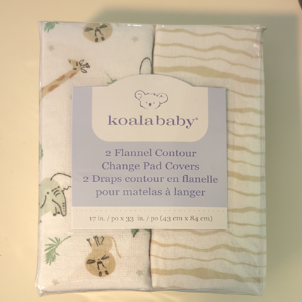 Koala Kids Flannel Change Pad Covers - White and Tan